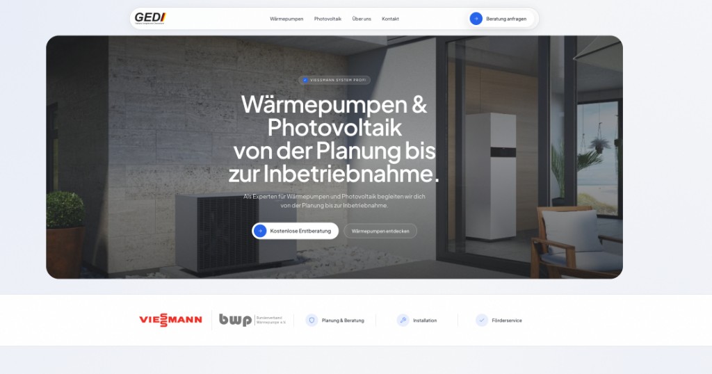 GEDI Website — Wärmepumpen und Photovoltaik